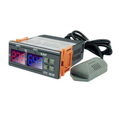 China ABS Gray Flame Retardant Plastic Shell Temperature Controller Digital Display High Accuracy Temperature and Humidity Controller STC-3028 for sale