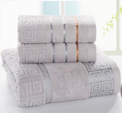 China Child Safe Super Soft Super Soft Large Bath Towel Set - Luxurious 100%Ringspun Cotton Rayon Trim Easy To Machine Wash Ideal For Daily (Gray) for sale