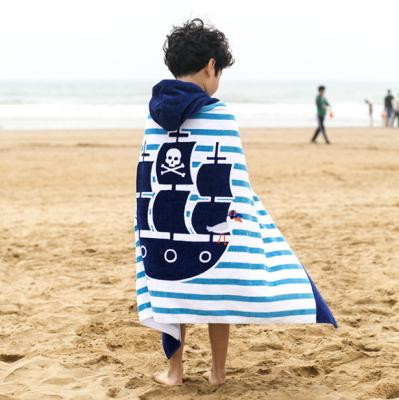 China Compressed good cheap 100% cotton printed hooded towel for kids for sale