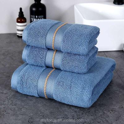 China Child Safe Super Soft Soft Bath Towel 70x140 - Extra Large 100% Ringspun Cotton - Luxurious Rayon Trim - Ideal For Everyday Use (Lake Blue) for sale