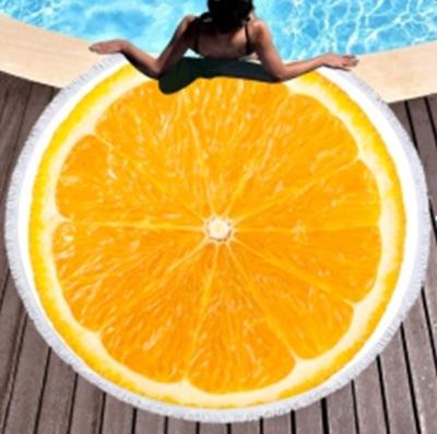 China Compressed Customize 100% Polyester Fruit Beach Towel for sale