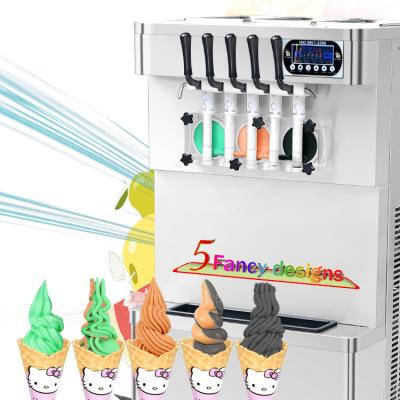 China Saudi Arabia tax and clearance CE floor snack factory free shipping standing 5 flavors icetech soft ice cream maker selling machine for sale