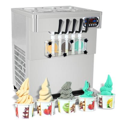 China Snack Factory 5 Flavors Ice Cream Maker Machine/Desktop Multi Ice Cream Making Machinery/Soft Serve Ice Cream Machine with CE ETL for sale