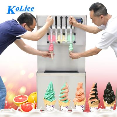 China Snack Factory 5 Flavors Floor CE ETL Noodles Falls Squash Soft Ice Cream Machine/Soft Serve Ice Cream Machine/Soft Ice Cream Making Machine for sale