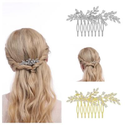 China Wedding Tiara Popular Zircon Hair Accessories Gold Plated Wedding Bridal Headpiece Hair Combs For Women for sale