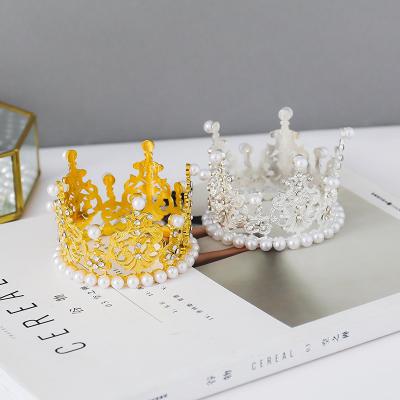 China Bridal Pearl Tiara Crown Princess Beauty decoration pearl small rhinestone bridal princess wholesale for girls for sale