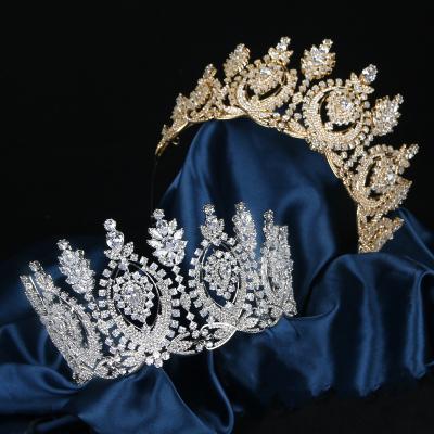 China Wedding Queen Princess Crowns The Great Pageant Rhinestone Tiara Crown Ring Birthday Sash and Gold and Blue Tiaras and Crowns for sale