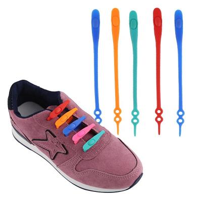 China Silicone Sneaker Laces Shoe Laces Toe Double Hole Elastic Lazy Free Round Universal Bond Factory Round Manufacture Professional for sale