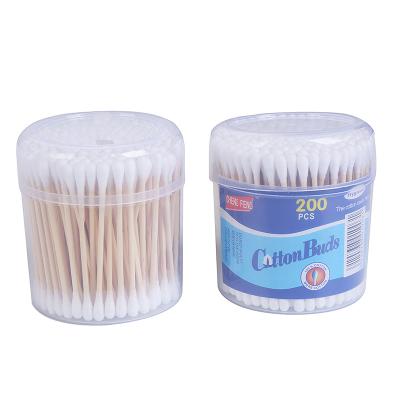 China Wholesale Disposable Ear Dig Makeup Good Quality Cotton Stick Round Head Double Head Cotton Swab Stick+100% Pure Bamboo Wooden Earbuds for sale