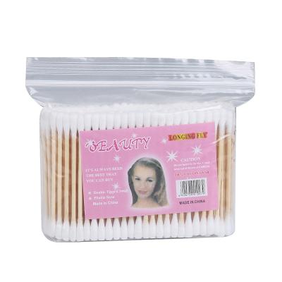 China Wholesale Wooden stick bamboo cotton stick+100% pure made in china 200 bags disposable double headed sanitary cleaning cotton swabs cotton swabs for sale