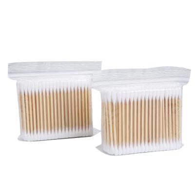 China Hot Disposable Sanitary Soft Wooden Stick Swab Stick Suppliers China New Products Double Main Cotton Stick Cotton Swab Stick+100% Pure Bamboo Wooden Bag for sale