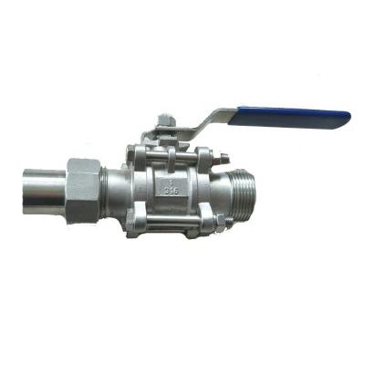 China General Stainless Steel 3pc But Weld Ball Valve Butt Weld Ball Valve With Lock Handle 3pc Ball Valve Weld End With Union for sale