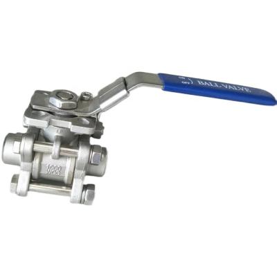 China General stainless steel food grade lever type 3 pcs welding ball valve with protection with lock welding valve for sale