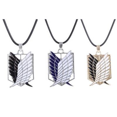 China Liberty Attack Environmental Friendly Classic Wings On Titan Metal Leather Necklace Survey Chains Pendants Body Logo Necklace Anime Jewelry for sale