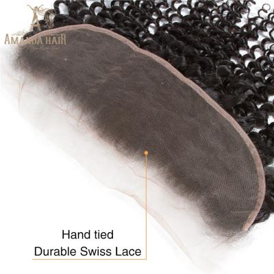 China Virgin Peruvian Hair Curly Good Quality Curly Curly Hair Transparent Ear To Ear Lace Frontal Closure 13x4 Preplucked for sale