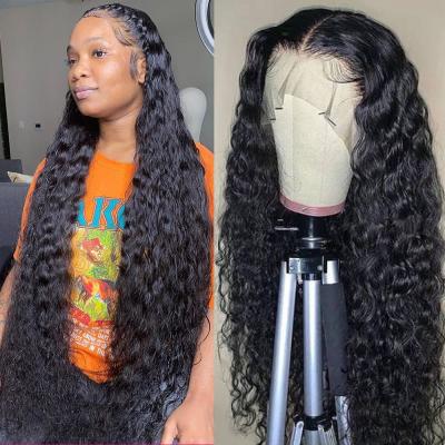 China Water Wave 36 Inch Braided Lace Wigs, Long Virgin Water Wave Hair Glueless 13x4 HD Brazilian Curly Lace Front Wig Wholesale for sale