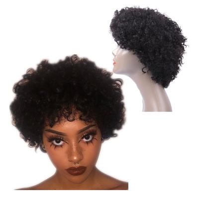 China Free Sample Libertine Virgin Wig Afro Kinky Curly Remy Human Hair Short Afro Glueless Curly Wig For Black Women for sale