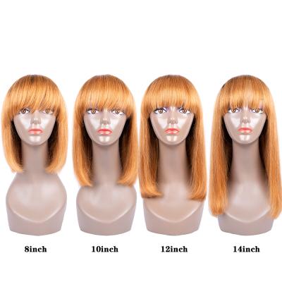 China Virgin Silky Straight Wave Overnight Delivery Brazilian Cuticle Aligned Human Hair Ombre Color Bob Wig Honey Blonde 1B 27 White Women for sale