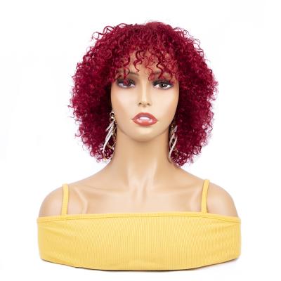 China Afro Curly Curl 8 Inch Afro Curly African Hair 99J Burgundy Red Hair Piece Wig for sale