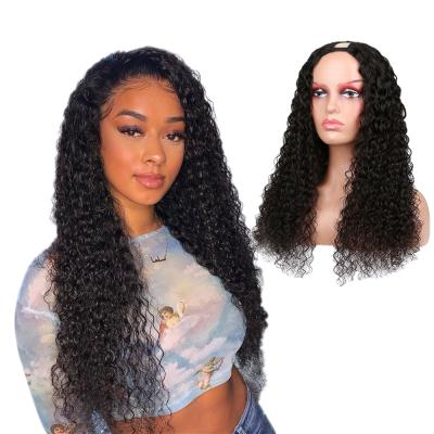 China Cheap Curly Kinky Curly Original Brazilian Hair U Part Gulessless Transparent Invisible Lace Front Wig With Baby Hair for sale