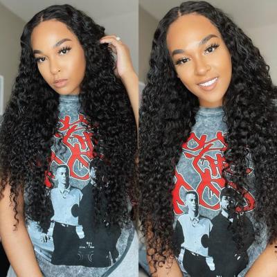 China Good Quality Deep Wave 4x4 Lace Front Wig Full Virgin Cambodian Curly Wave Human Hair Extensions Deep Closure Wigs Transparent Lace Front Wig for sale