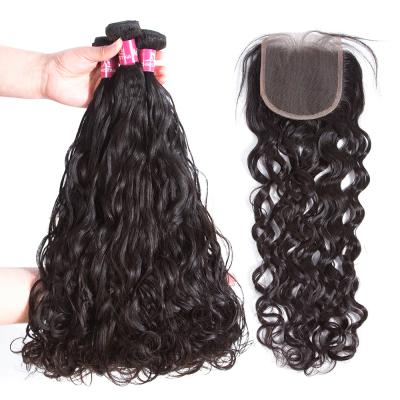 China Royce Wholesale Cuticle Aligned Hair Indian Raw Hair Bundles 100% Water Wave With Water Closure Wet And Wavy Wave for sale