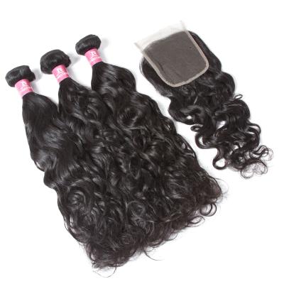 China Good Thick With Little Cheap Wholesale Vrigin Remy Human Hair Weave Water Mongolian Wave Short Hair 4 Bundles With 5x5 6x6 7x7 Lace Closure for sale