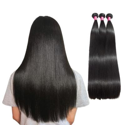 China Good Thickness With Bits Raw Virgin Remy Hair Extensions Vendor Silky Mink Brazilian Human Hair Bundles Straight Short Hair Cheap Prices With Lace Closure for sale