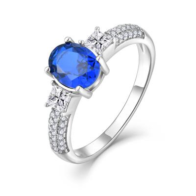 China Wholesale Custom Luxury Classic Vintage Women's White CZ Spinel Blue Spinel Ring Engagement Rings for sale