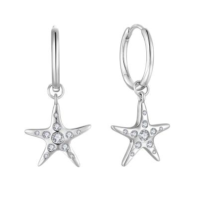 China QINGXIN CLASSIC Shape Star 925 Sterling Silver Ins Cute Minimalist Starfish Earrings Silver Plated Circle Huggies Earring Jewelry for sale