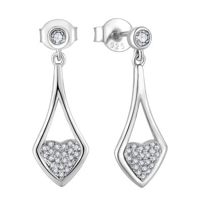 China CLASSIC Hot Sale Fashion Jewelry 925 Sterling Silver Earrings White CZ Diamonds Heart Shape Stud Earrings For Women for sale