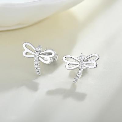 China Cute Classic Ins Style 925 Sterling Silver Unisex Animal Shape Earrings Dragonfly Charm Drop Earrings For Jewelry Making Bulk for sale