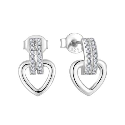 China CLASSIC Fashion Valentines Day Heart Shape Women Earrings Hollow Out Gift Valentine Women Present Jewelries Princess Cz Earrings Bling for sale