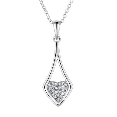 China Fashion 925 Silver Heart Shape Jewelry Lover's CLASSIC Silver Heart Shape CZ Pendant Surrounding Necklace For Wife Wedding Gift And Birthday GIF for sale