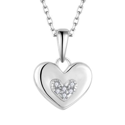 China CLASSIC Hot Selling 925 Sterling Silver Natural Stone Necklaces Heart Shape Lover CZ Heart Pendant Necklaces For Woman for sale