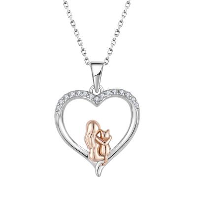 China Latest QINGXIN Sterling Silver Romantic Costume Jewelry 925 Silver Plated Heart Pendant Necklaces For Ladies for sale