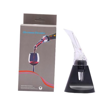 China Disposable Custom Plastic Hawk Wine Filter Glass Aerator Decanter Pourer Spout Dispenser With Base for sale