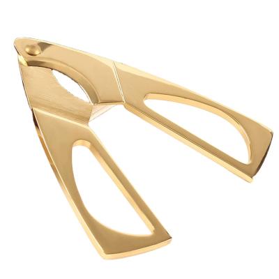 China CLASSIC Custom Logo V Shape Triangle Double Cut Blade Stainless Steel Gold Cigar Cutter For Most Size Cigars for sale