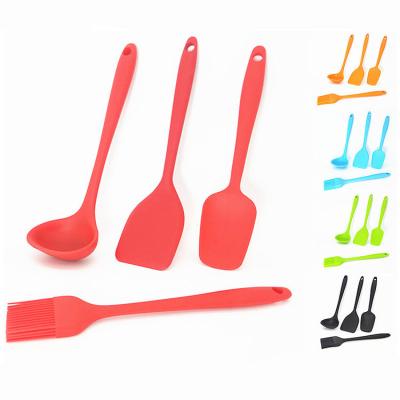 China Sustainable 4 Pieces Small Kitchenware Silicone Spoon Spatula Set Silicone Kitchen Tool Kit For Cooking for sale