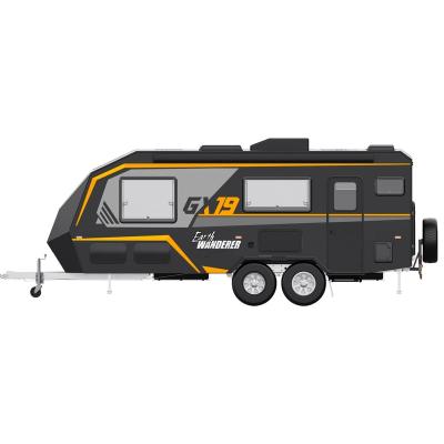 China Cheap outdoor travel off road car teardrop trailer manufacturer rv campers mobile caravan with kitchen and bathroom interior for sale