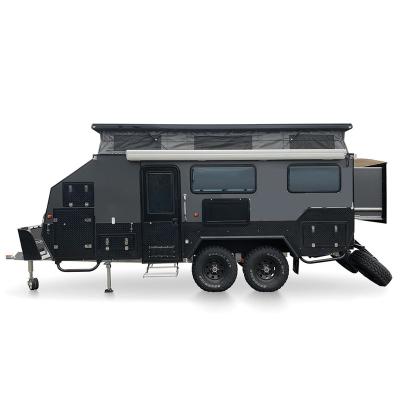 China Outdoor Composite Travel FRP Panel Body Caravans Trailers 4x4 RV Offroad Camping Trailer With Shower And Toilet Mobile Home for sale