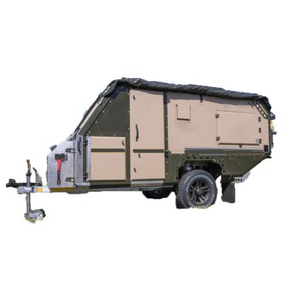 China Outdoor kitchen slide offroad travel trailers with cheap price trailer FRP 4X4 material rv camping and travel trailers for sale