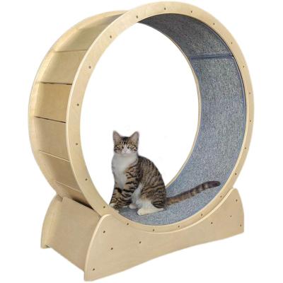 China Cat Treadmill Pet Exercise Weight Loss Device Cat Toy Cat Exercise Wheel Solid Wood Large Roller MH909V for sale