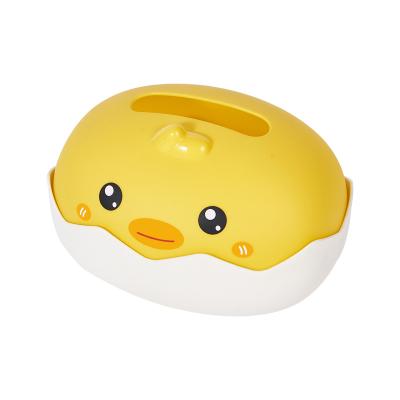 China Novelty plastic tissue boxes shaped yellow chickenw for napkin table holder cute cartoon tissue paper box for sale