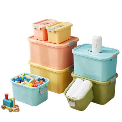 China Contemporary PP With White Plastic Handlestorage Barrels Storage Box With Cover Buckle Cover Baskets Toys Clothes Plastic Sundries for sale