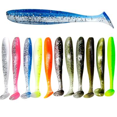 China Factory Environmental Friendly Plastic Soft Bulk Shad PVC Artificial Worm T Tail Fishing Lure Swim Plastics Soft Groundbaits for sale