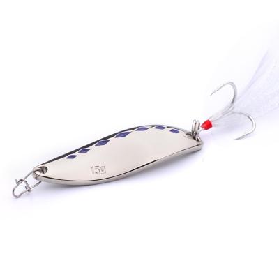 China 10pcs/bag Custom Metal Spoon Casting Sequins Long Fishing Lure Saltwater Tackle Hooks Hard Fishing Lures for sale