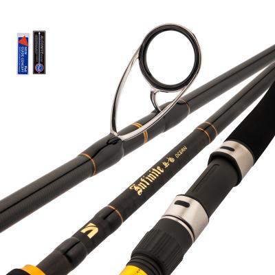 China Carbon fiber fishing rod wholesale price sea fish rod Fuji guides carbon fiber noeby boat fishing big rod set trolling fishing for sale