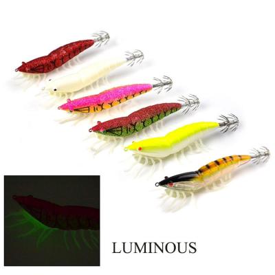 China Jigging Fishing Octopus Japanese Rosewood Shrimp Fishing Lure 3.5 Ultra Bright Jigging Cloth Wrapped Hooks for sale