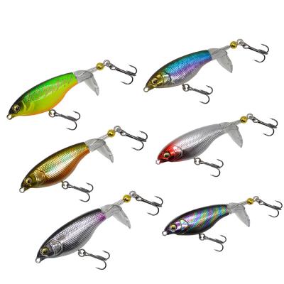 China ABS Plastic Topwater Fishing Lures 75mm 85mm Big Lie Snap Spinning Tail Hard Lures Customized Bait Sea Fishing Artificial Lures for sale